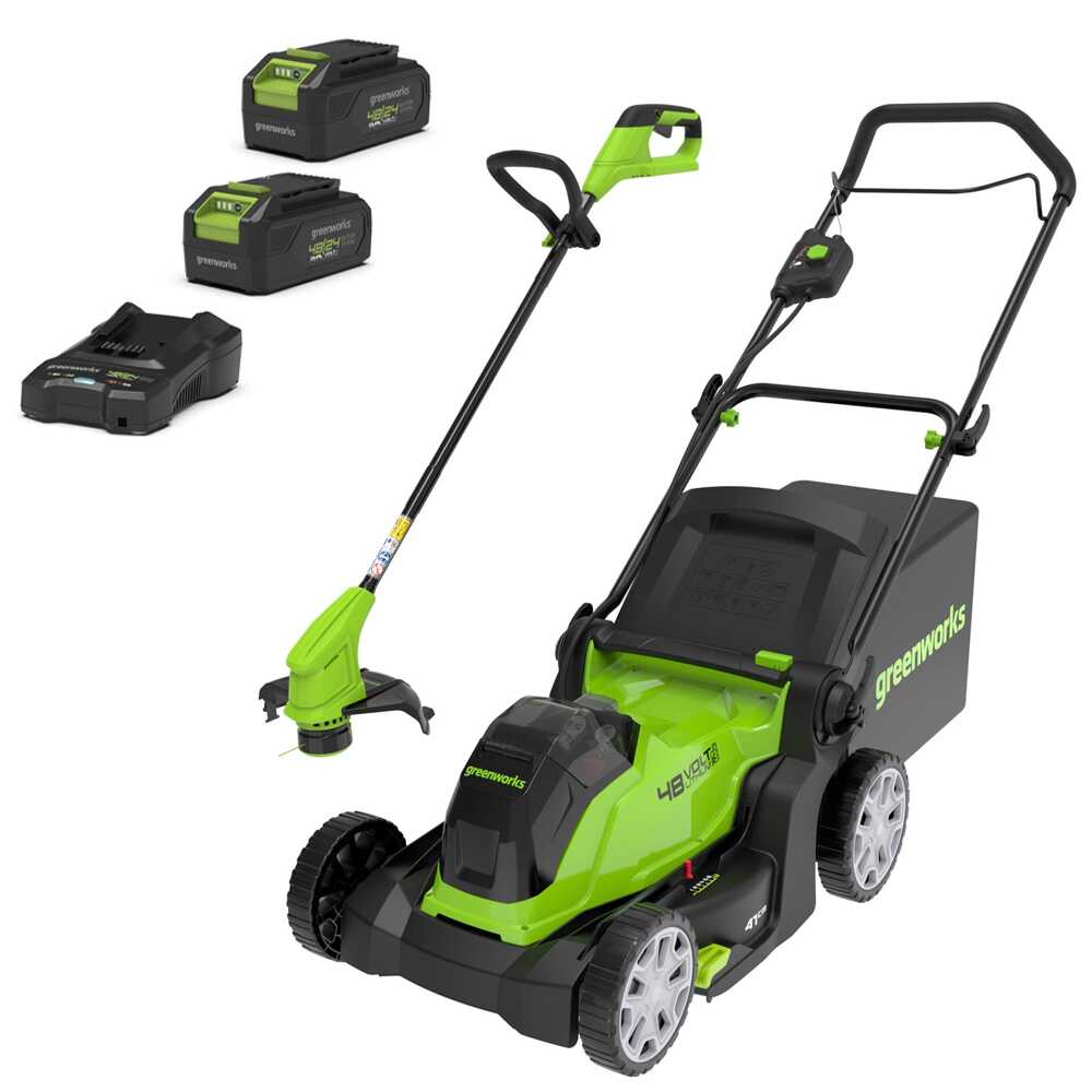 Greenworks G48LM41ST25K2X - Kit Tagliaerba a batteria + Tagliabordi a batteria - 48V - 2x 24V/2Ah
