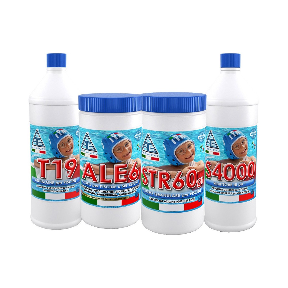 kit-pulizia-manutenzione-acqua-piscina-cloro-antialghe-riduttore-ph-test-analisi - Novapoli