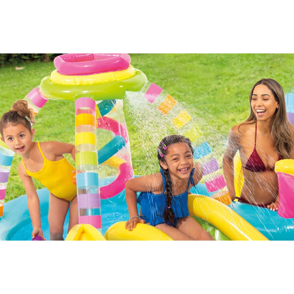 parco-acquatico-colorato-palline-gonfiabile-piscina-con-scivolo-per-bimbi - Novapoli