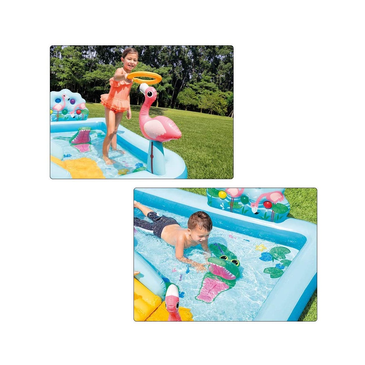 parco-acquatico-con-scivolo-per-bambini-piscina-gonfiabile-giungla-con-palline - Novapoli