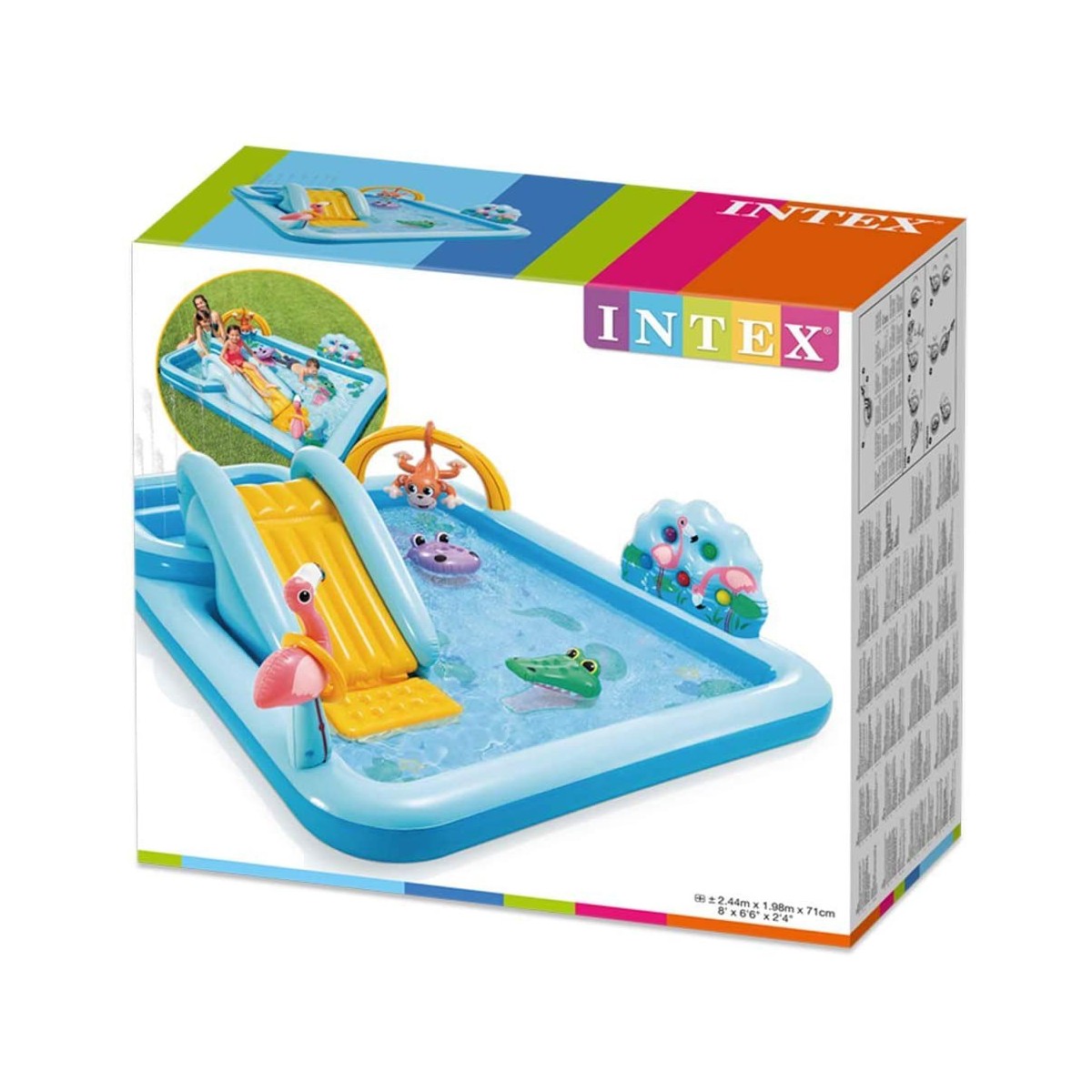 parco-acquatico-con-scivolo-per-bambini-piscina-gonfiabile-giungla-con-palline - Novapoli