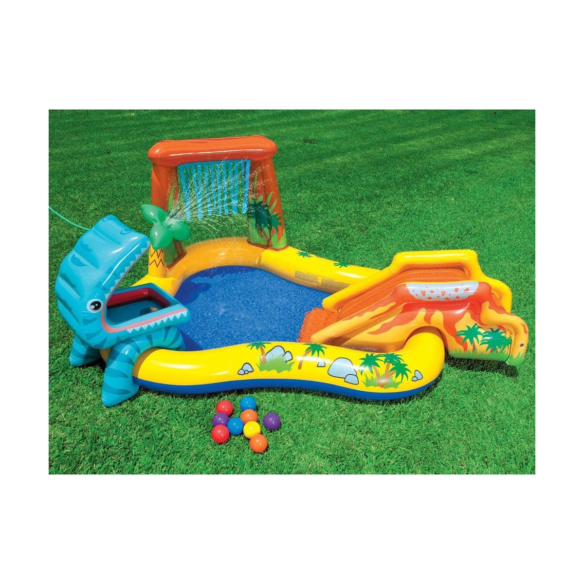 Piscina con Scivolo Dinosauro per Bambini Intex Gonfiabile Gioco da Giardino