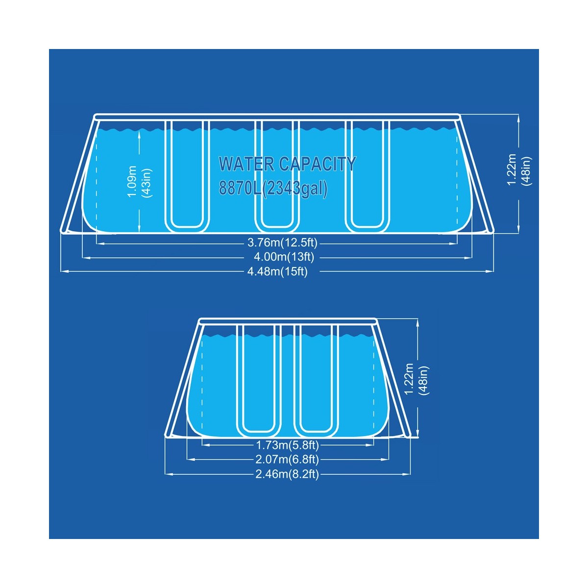 piscina-fuoriterra-rettangolare-400x200-acciaio-con-pompa-a-cartuccia-scaletta - Novapoli