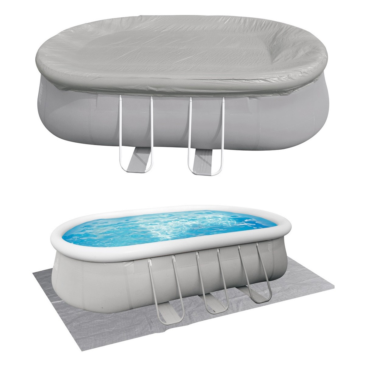 piscina-ovale-610x360x122-gonfiabile-pompa-filtro-cartuccia-2-teli-scaletta - Novapoli