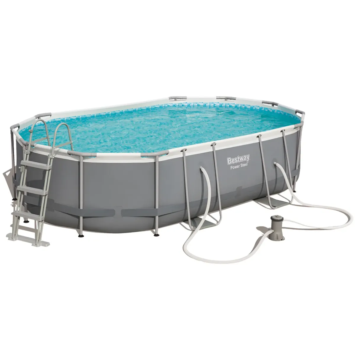 Piscina Ovale Fuori Terra 488x305x107 cm con Telaio e Pompa Filtrante