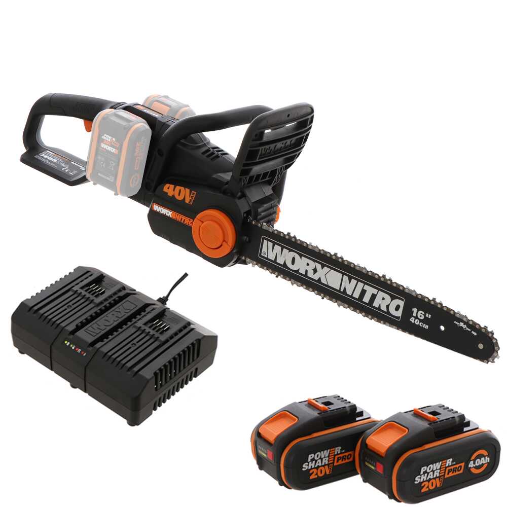 PROMO Worx WG385E Nitro - Elettrosega a batteria - 2 x 40V 4Ah - Lama da 40cm - IN OMAGGIO COPPIA DI BATTERIE AGGIUNTIVE