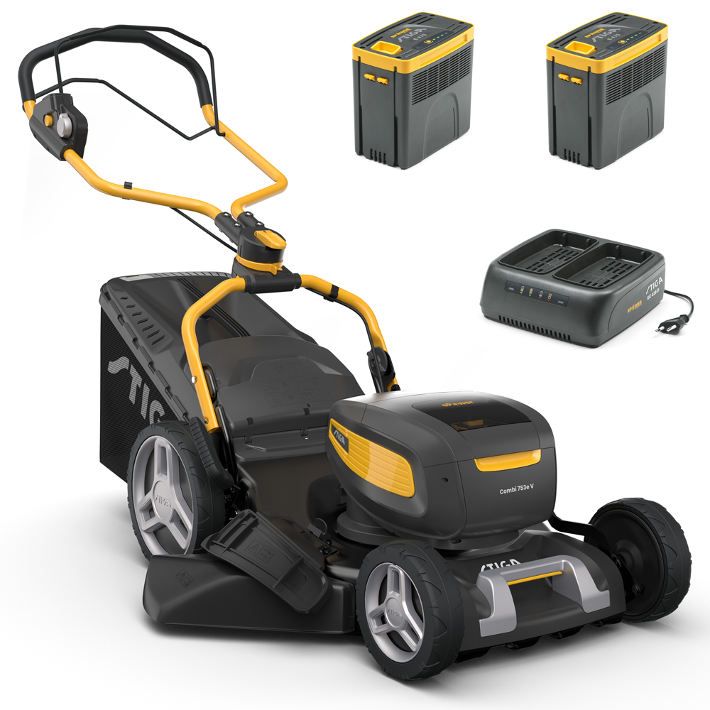 Stiga Combi 753e V Kit - Tagliaerba a batteria - 2x 48V/75 Ah - Taglio 51 cm