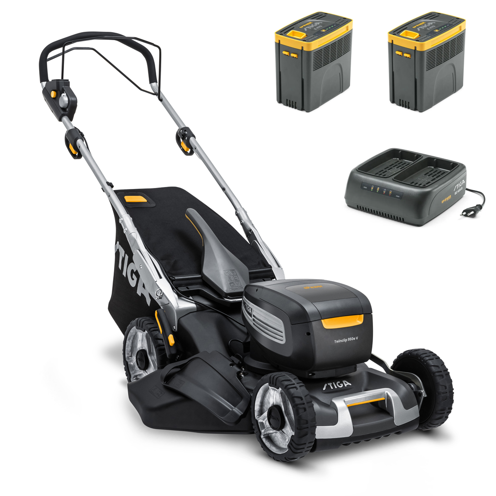 Stiga Twinclip 950e V Kit - Tagliaerba semovente a batteria - 2x48V/75 Ah - Taglio 48 cm